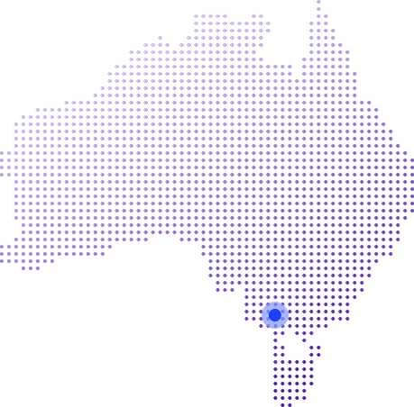 Australia map showing 9byte office location in Melbourne